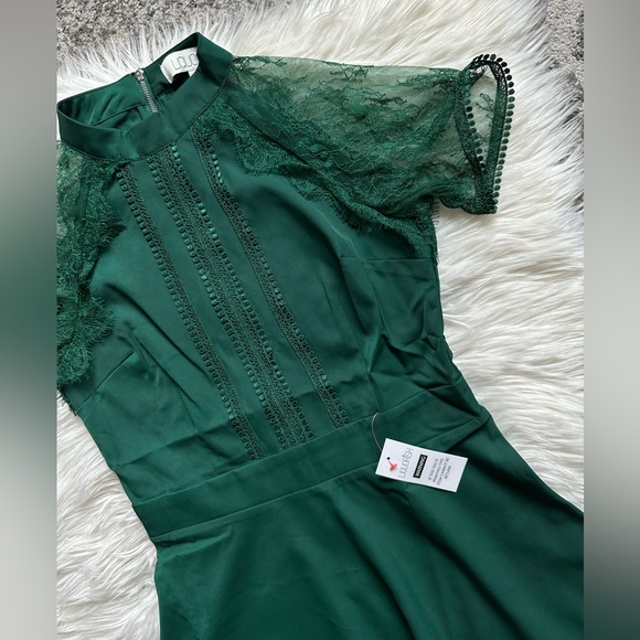 Liquorish emerald lace detail mini dress - Picture 5 of 10